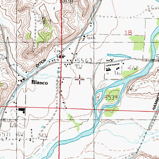 Topographic Map of Blanco Census Designated Place, NM