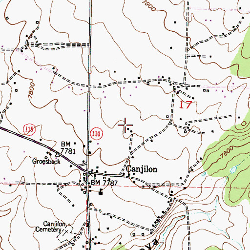 Topographic Map of Canjilon Census Designated Place, NM