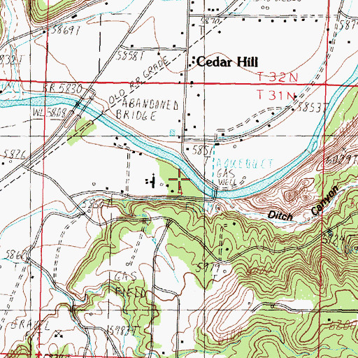 Topographic Map of Cedar Hill Census Designated Place, NM