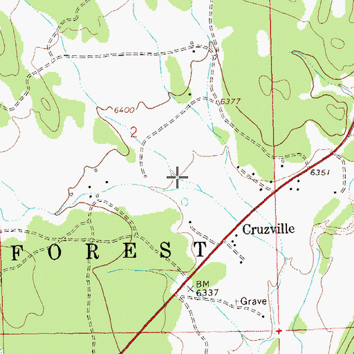 Topographic Map of Cruzville Census Designated Place, NM