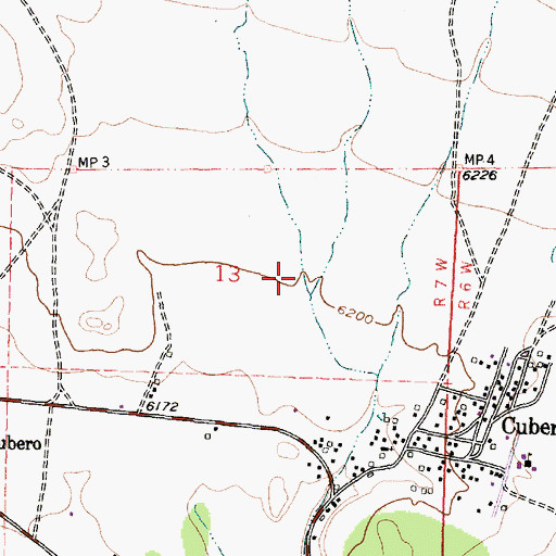 Topographic Map of Cubero Census Designated Place, NM