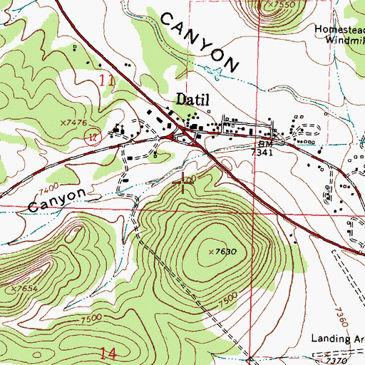 Topographic Map of Datil Census Designated Place, NM