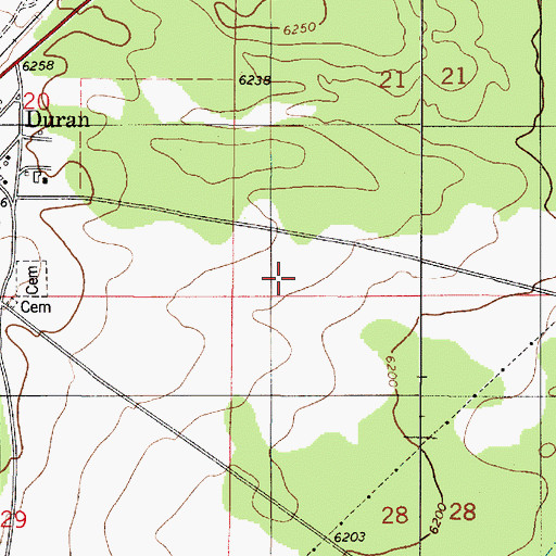 Topographic Map of Duran Census Designated Place, NM