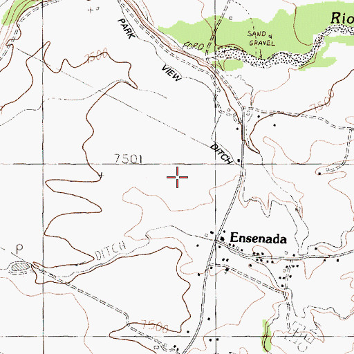 Topographic Map of Ensenada Census Designated Place, NM