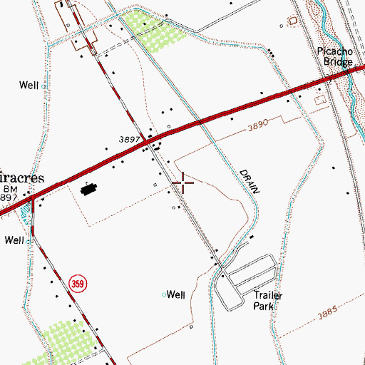 Topographic Map of Fairacres Census Designated Place, NM