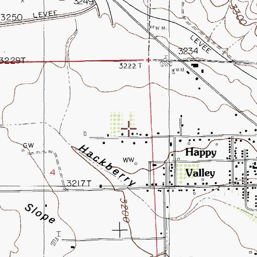 Topographic Map of Happy Valley Census Designated Place, NM
