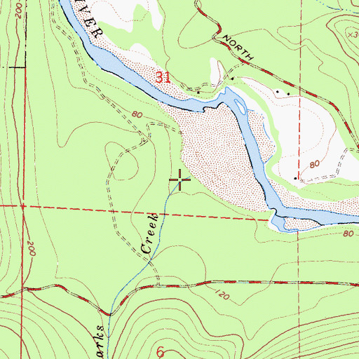 Topographic Map of Clarks Creek, CA