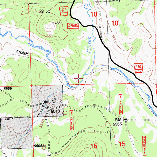 Topographic Map of Clarks Creek, CA