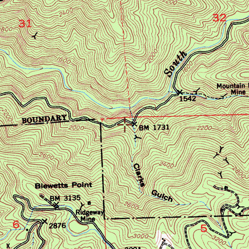 Topographic Map of Clarks Gulch, CA