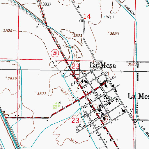 Topographic Map of La Mesa Census Designated Place, NM