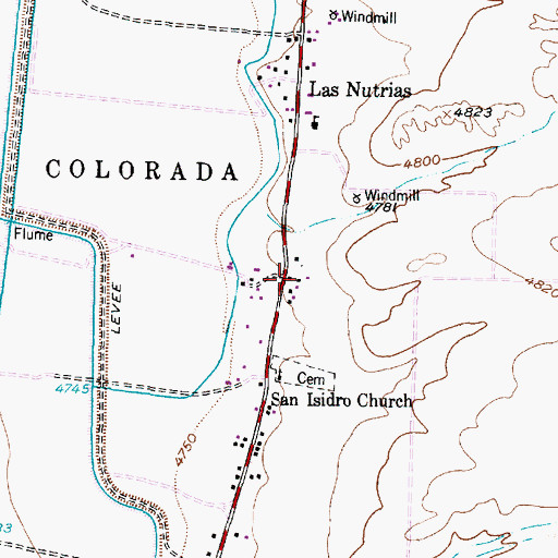 Topographic Map of Las Nutrias Census Designated Place, NM
