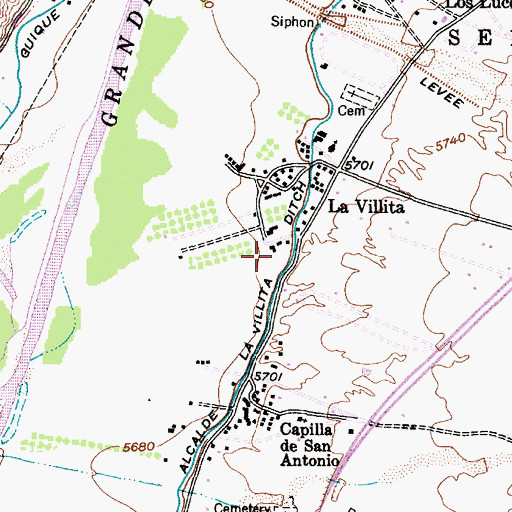 Topographic Map of La Villita Census Designated Place, NM