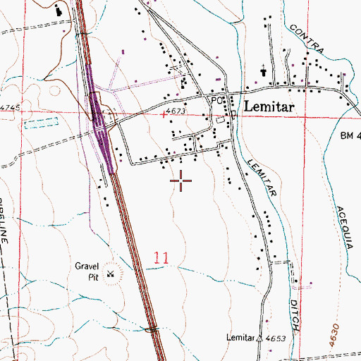 Topographic Map of Lemitar Census Designated Place, NM