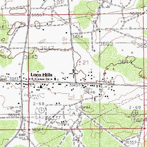 Topographic Map of Loco Hills Census Designated Place, NM