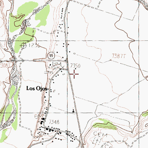 Topographic Map of Los Ojos Census Designated Place, NM