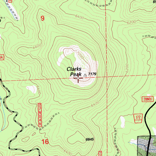 Topographic Map of Clarks Peak, CA