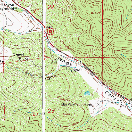 Topographic Map of Mayhill Census Designated Place, NM