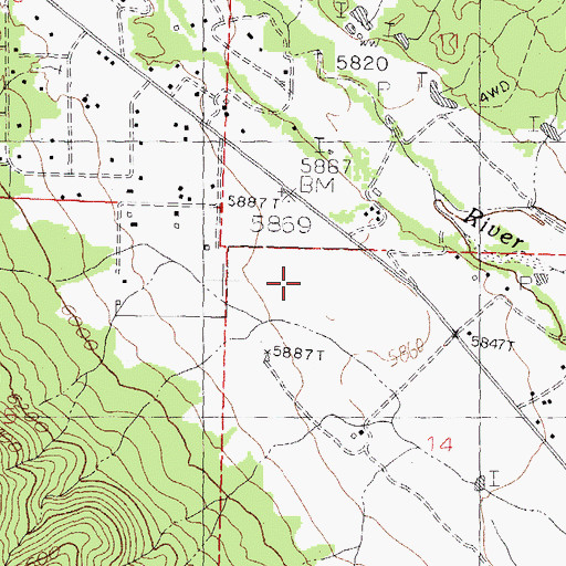 Topographic Map of Mimbres Census Designated Place, NM