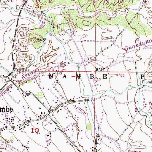 Topographic Map of Nambe Census Designated Place, NM