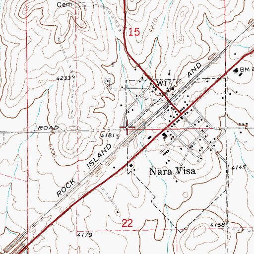 Topographic Map of Nara Visa Census Designated Place, NM