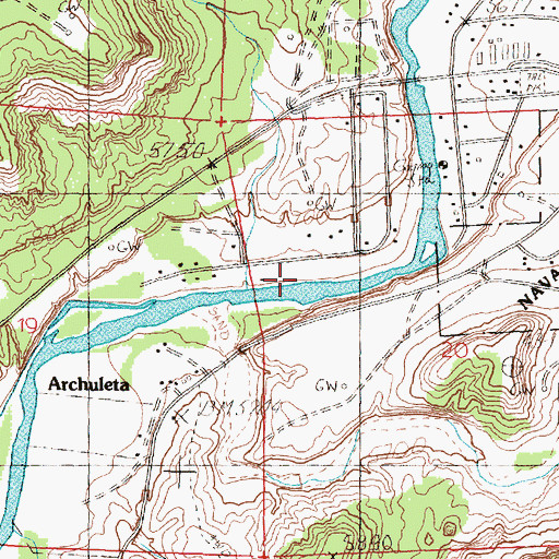 Topographic Map of Navajo Dam Census Designated Place, NM