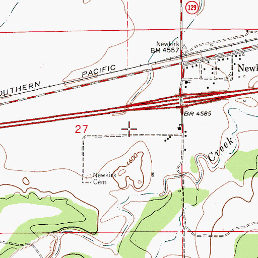 Topographic Map of Newkirk Census Designated Place, NM