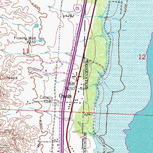 Topographic Map of Oasis Census Designated Place, NM