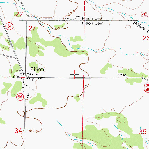 Topographic Map of Pinon Census Designated Place, NM