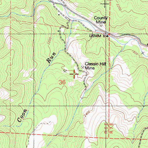 Topographic Map of Classic Hill Mine, CA