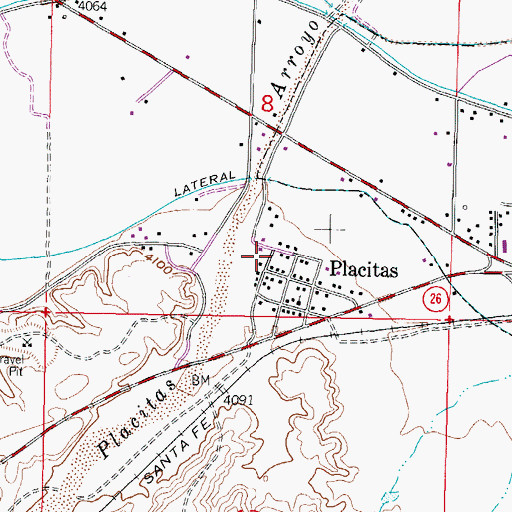 Topographic Map of Placitas Census Designated Place, NM