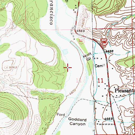 Topographic Map of Pleasanton Census Designated Place, NM