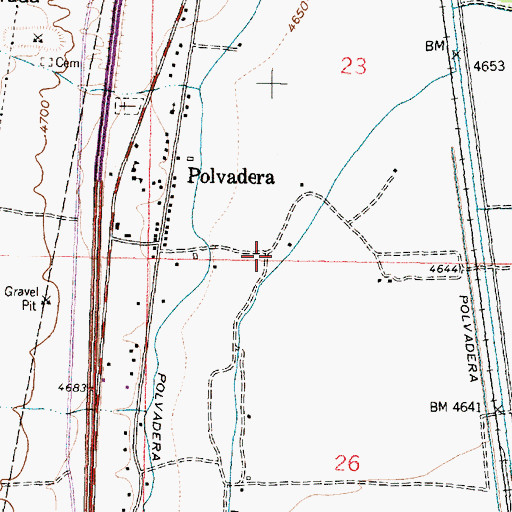 Topographic Map of Polvadera Census Designated Place, NM