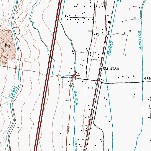 Topographic Map of Pueblitos Census Designated Place, NM