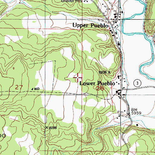 Topographic Map of Pueblo Census Designated Place, NM