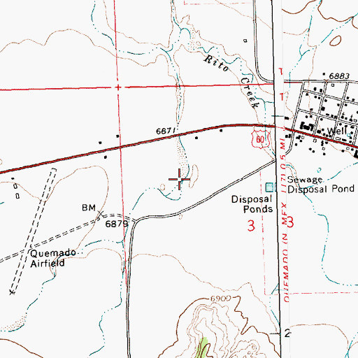 Topographic Map of Quemado Census Designated Place, NM
