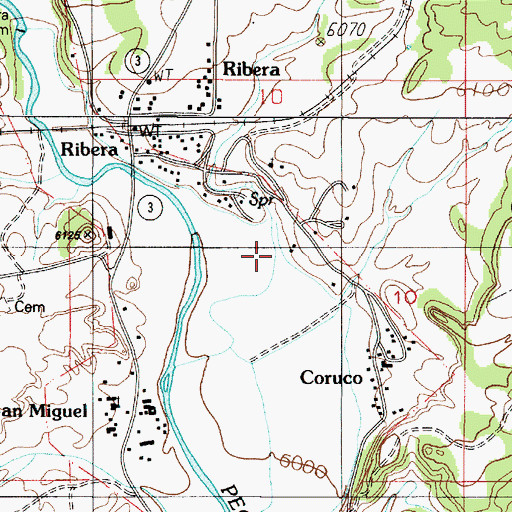 Topographic Map of Ribera Census Designated Place, NM