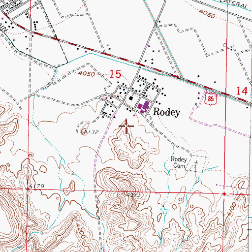 Topographic Map of Rodey Census Designated Place, NM