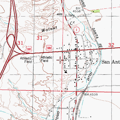 Topographic Map of San Antonio Census Designated Place, NM