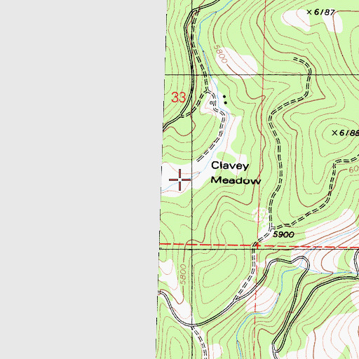 Topographic Map of Clavey Meadow, CA