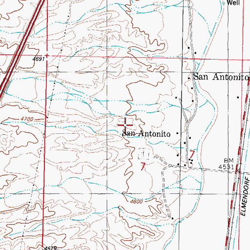 Topographic Map of San Antonito Census Designated Place, NM
