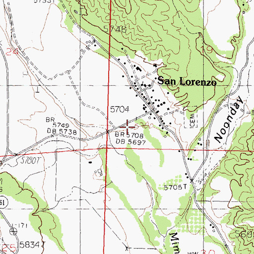 Topographic Map of San Lorenzo Census Designated Place, NM