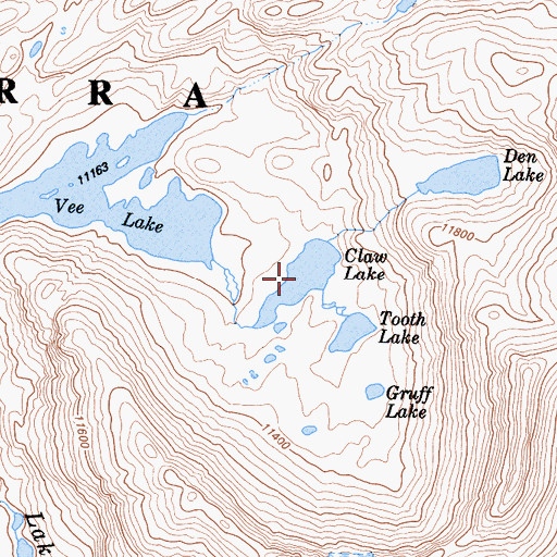 Topographic Map of Claw Lake, CA