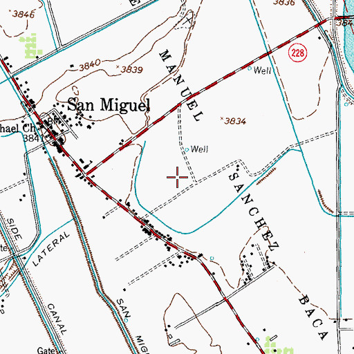 Topographic Map of San Miguel Census Designated Place, NM