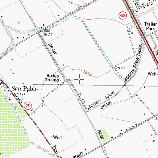 Topographic Map of San Pablo Census Designated Place, NM