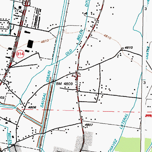 Topographic Map of Sausal Census Designated Place, NM