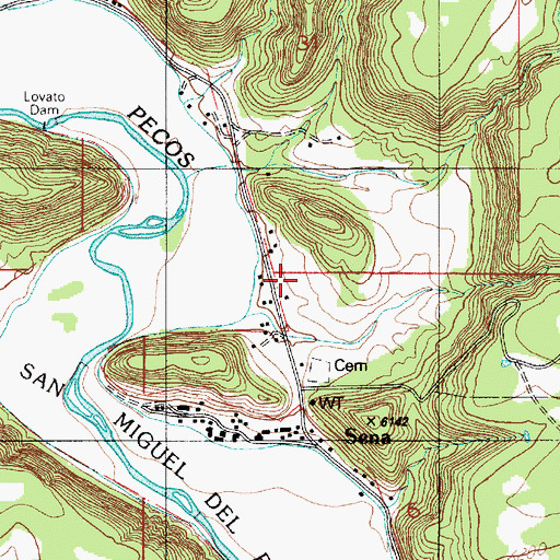 Topographic Map of Sena Census Designated Place, NM