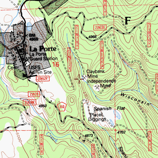 Topographic Map of Claybank Mine, CA