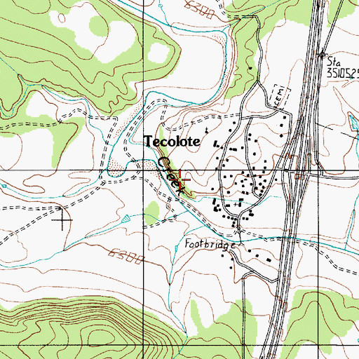 Topographic Map of Tecolote Census Designated Place, NM