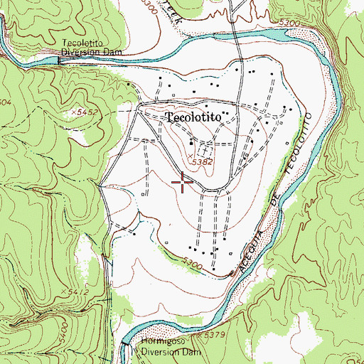 Topographic Map of Tecolotito Census Designated Place, NM