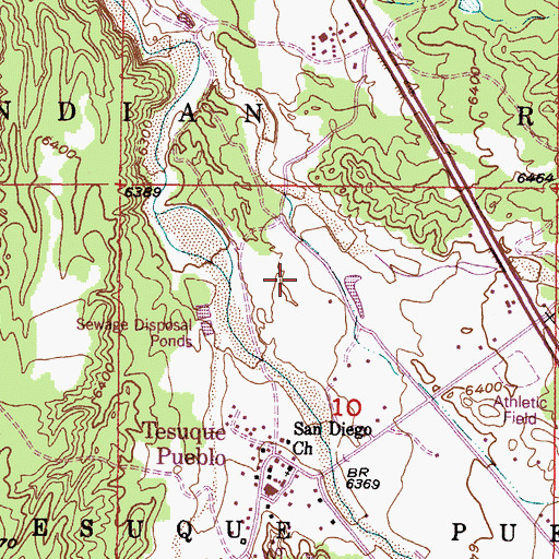 Topographic Map of Tesuque Pueblo Census Designated Place, NM